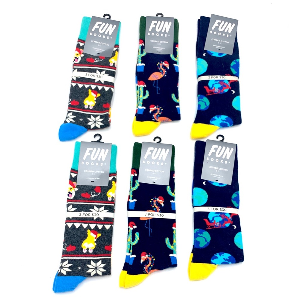 FUN SOCKS Bundle of 6 pairs Color Dog World Cactus